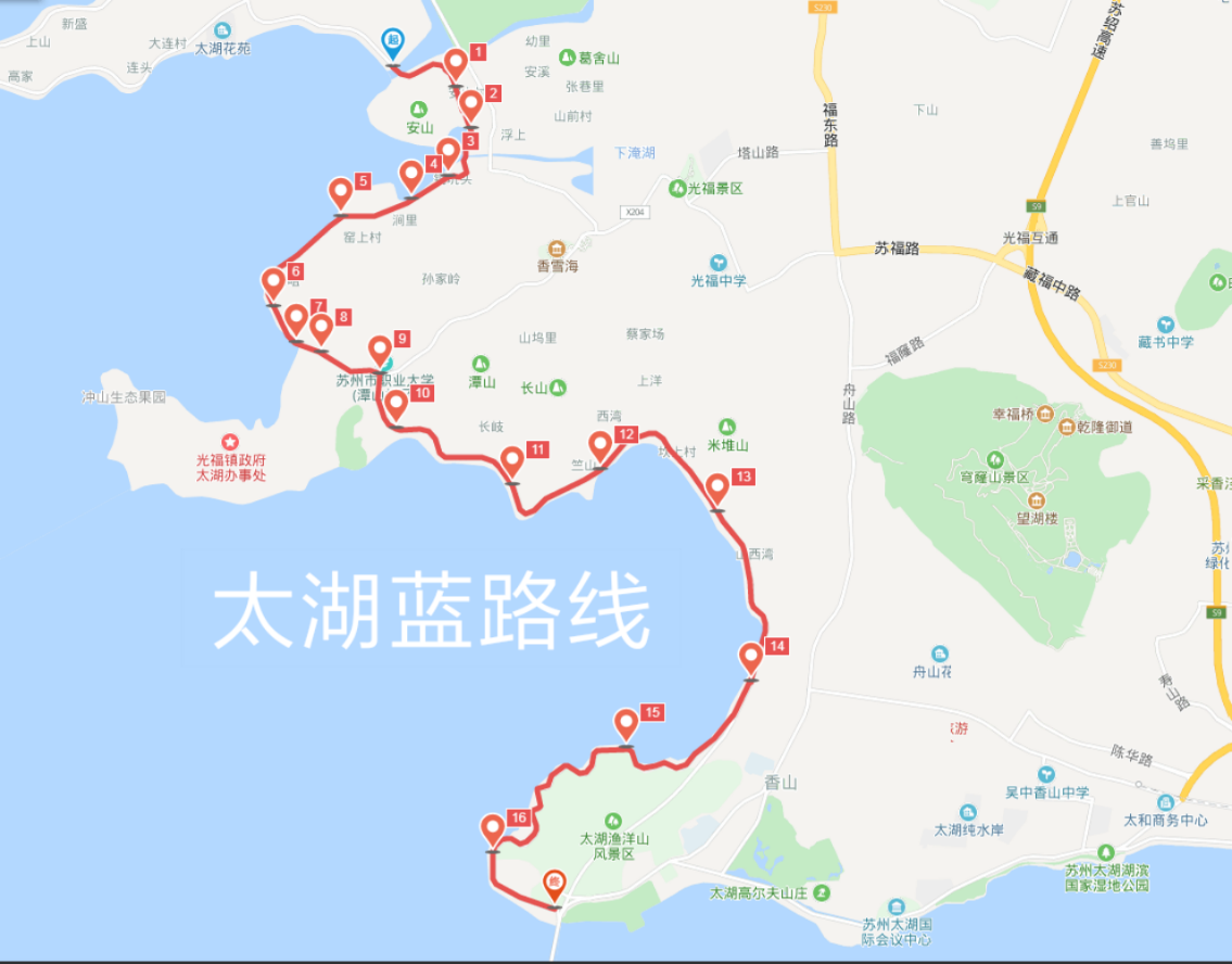 太湖蓝骑行路线(图1)